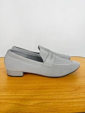 David Tate shoes women's 12 penny loafers knit gray flat slip on comfort NEW